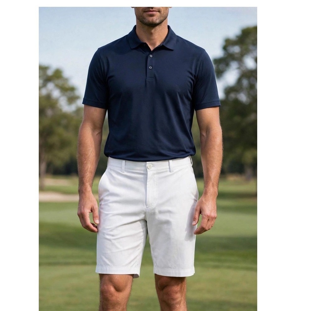 St. Andrews of Scotland Mens White Golf Shorts Size 32 Performance Plaid Trim